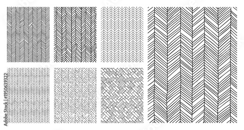 Herringbone And Chevron Seamless Patterns Set Linear Geometric Texture Vector