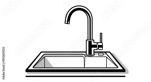 Kitchen sink with modern faucet.