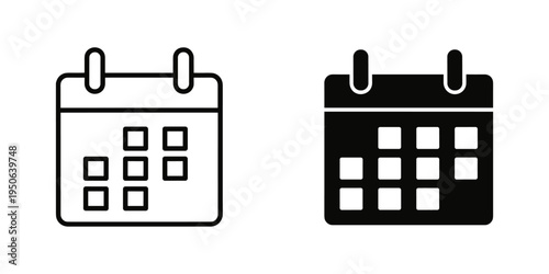 minimalist calendar icons set flat design vector illustration