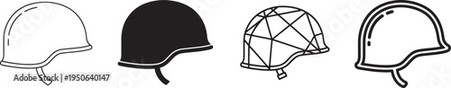 Evolution of military helmet designs and technical drafting representation