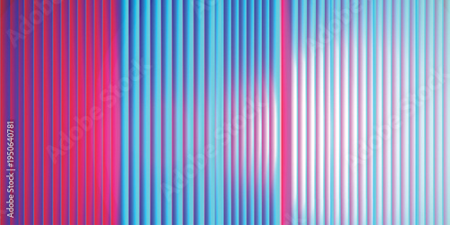 Vibrant neon vertical stripes abstract background in pink, blue and cyan gradient colors, modern futuristic line pattern texture for banner, web header and poster