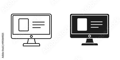 dual computer monitors minimalist setup vector illustration
