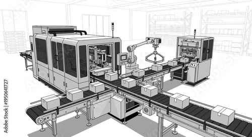 Industrial conveyor belt system machinery.
