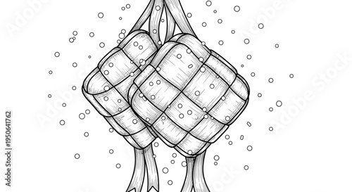 Three hanging wrapped food items.