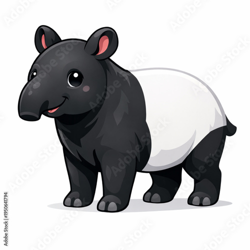 Malayan tapir cartoon illustration unique exotic animal