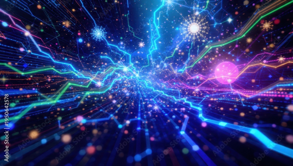 Fototapeta premium Abstract Digital Network Data Flow Background