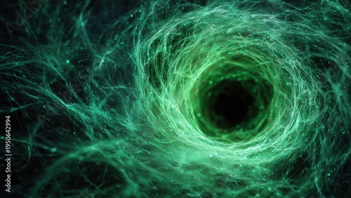 Abstract Green and Teal Swirling Light Vortex