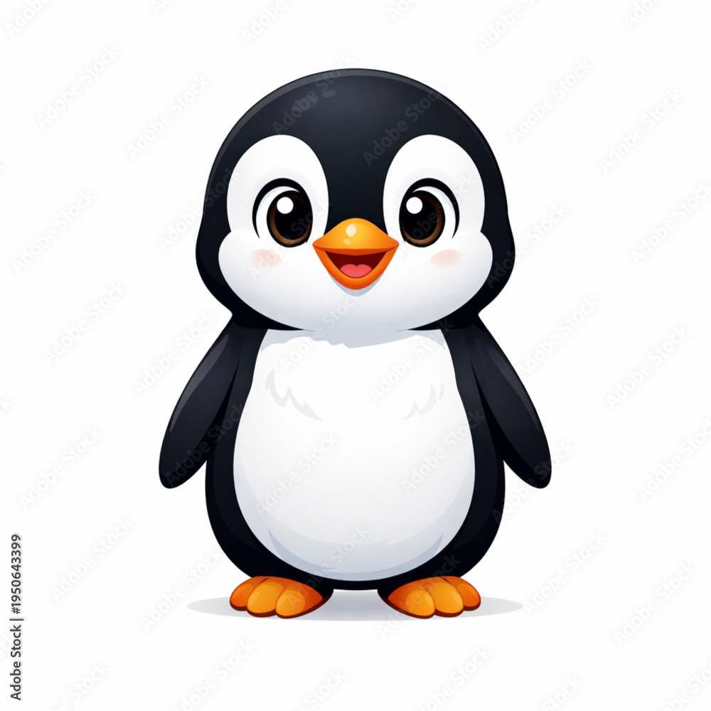 Fototapeta premium Cute Penguin Cartoon Character, Adorable Antarctic Bird Illustration