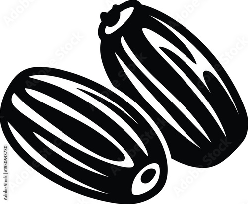 Two black and white melons