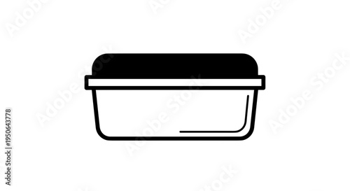 Black and white plastic storage container.