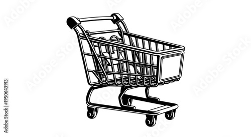 Shopping cart on wheels isolated.