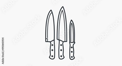 Three kitchen knives with handles.