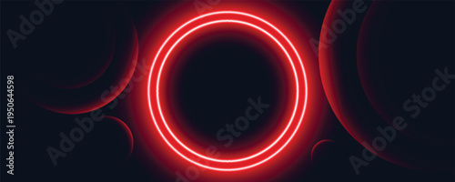 Abstract Neon technology background with Red circle lines glowing light for Landing Page Web design