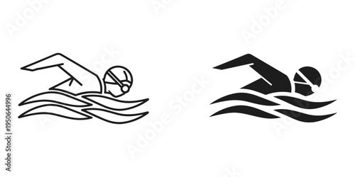 swimmer diving into water flat design vector illustration