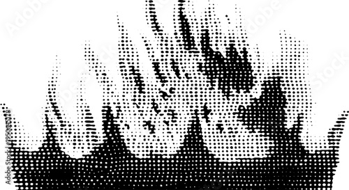 Crown with flames rising in black and white halftone art - vintage design for posters