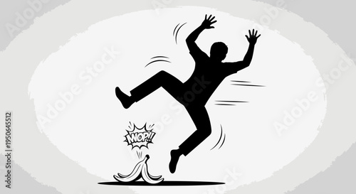 man slipping on banana peel