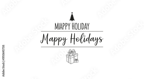 Merry christmas holiday typography design