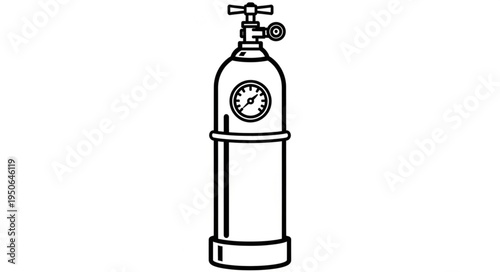 Oxygen Tank Illustration - Medical Equipment for Respiratory Support.