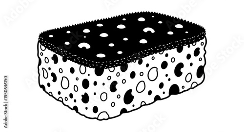 Black and White Sponge with Holes Illustration.