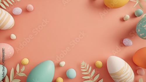 Stylish Easter Egg Border Spring Background