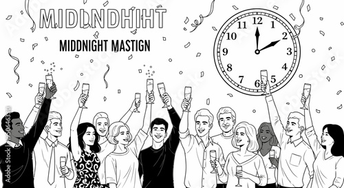 midnight party clock celebration