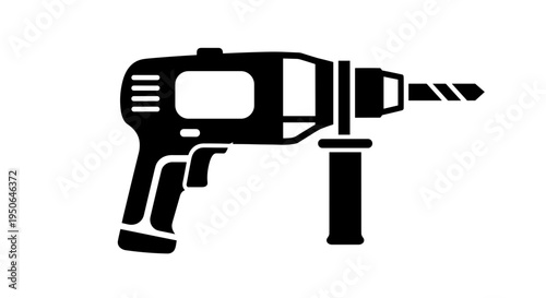 Black and white drill tool icon.