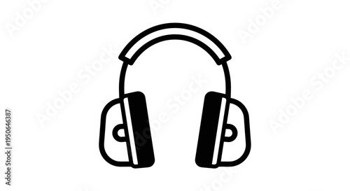 Black line art headphones icon design.