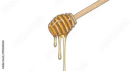 honey dripping from wooden honey dipper