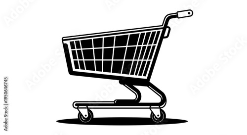 Shopping cart on wheels icon.