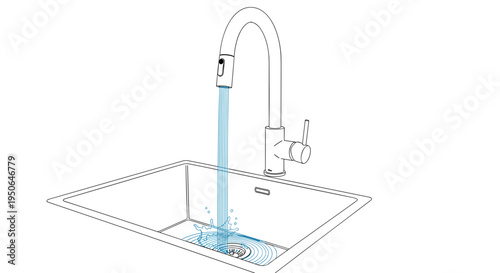 Water flowing from kitchen faucet.