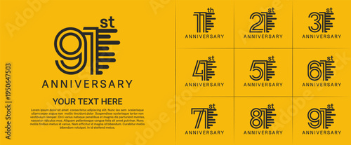Anniversary logo type set with double line number. black color can be use special moment