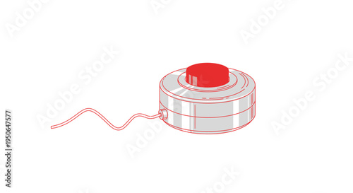 illustration of a red and grey spool of wire on white background