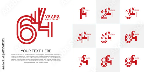 Anniversary logo type set with double line number. red color can be use special moment