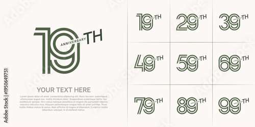 Anniversary logo type set with double line number. green color can be use special moment