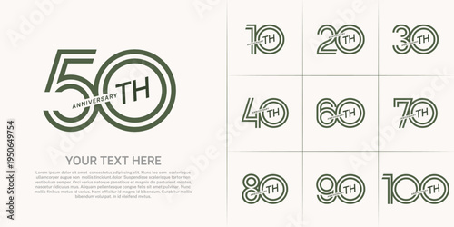 Anniversary logo type set with double line number. green color can be use special moment