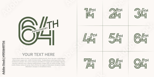 Anniversary logo type set with double line number. green color can be use special moment