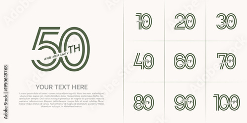 Anniversary logo type set with double line number. green color can be use special moment