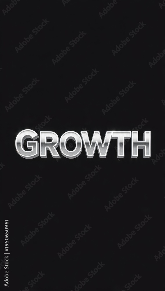 Fototapeta premium Shining 3D Silver Metallic Text 'GROWTH'