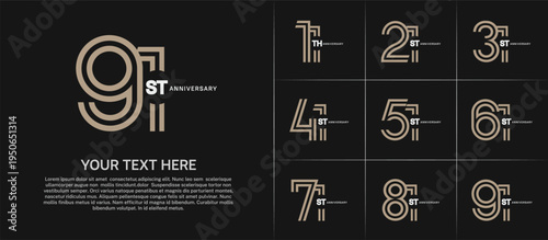 Anniversary set design with double line number. brown and white color for celebration event