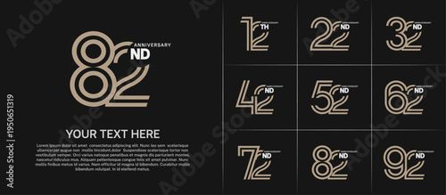 Anniversary set design with double line number. brown and white color for celebration event
