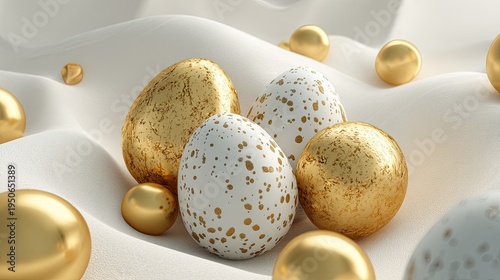 Luxury Golden Easter Eggs Elegant Minimal Scene