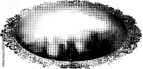 Vintage baroque oval frame with halftone dotwork design for ornamental decoration