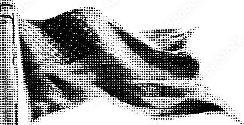 Black and white halftone flag waving illustration design for posters and prints