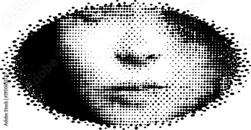 Vintage oval frame with halftone portrait design for classic decor