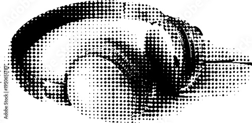 Black and white halftone headphones with dotwork effect for audio design projects