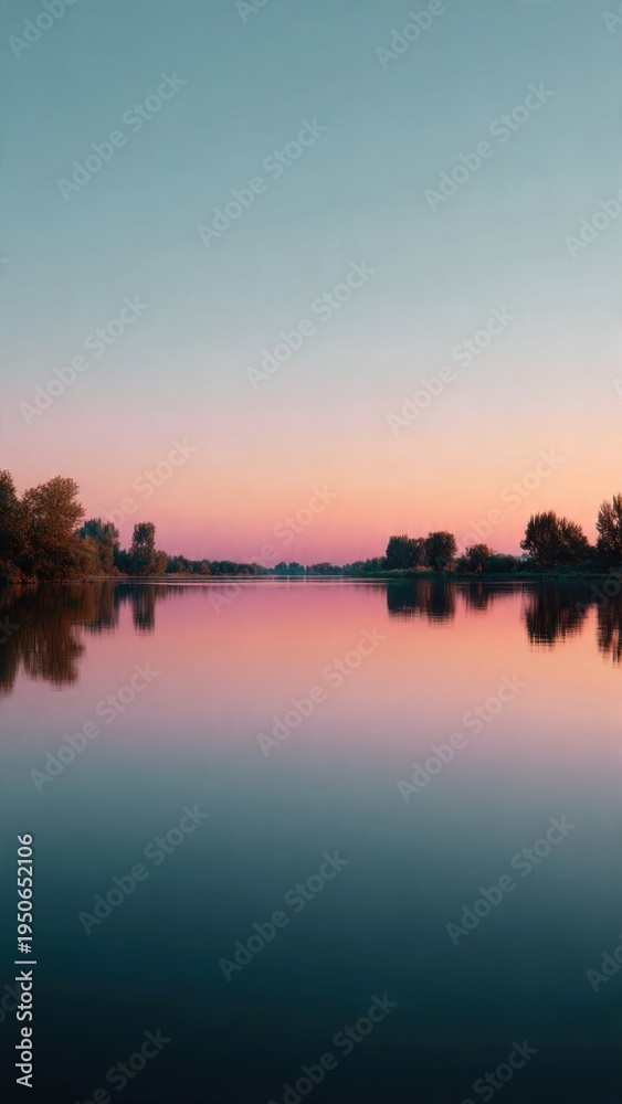 Obraz premium Tranquil Sunset Reflections on a Calm Lake
