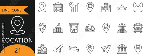 Location Pin and Map Navigation Point of Interest Icons set.
