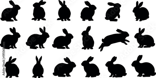 Easter bunny silhouettes for spring and holiday decorations and easter egg hunts