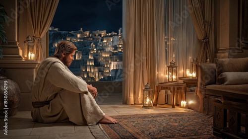 King David contemplating God’s promise through Nathan, symbolizing humility, awe, and covenant destiny.