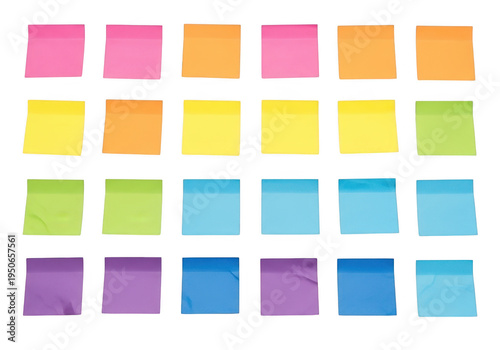 Colorful grid of square sticky notes arranged in a 5x6 pattern